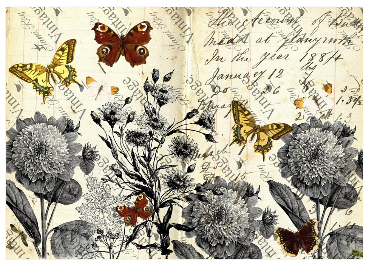 Monarchromatic JRV Rice Decoupage Paper A4 Decorizing Your Life