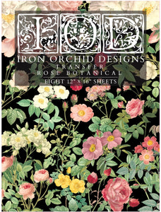 Rose Botanical IOD Transfer 12”x16” pad