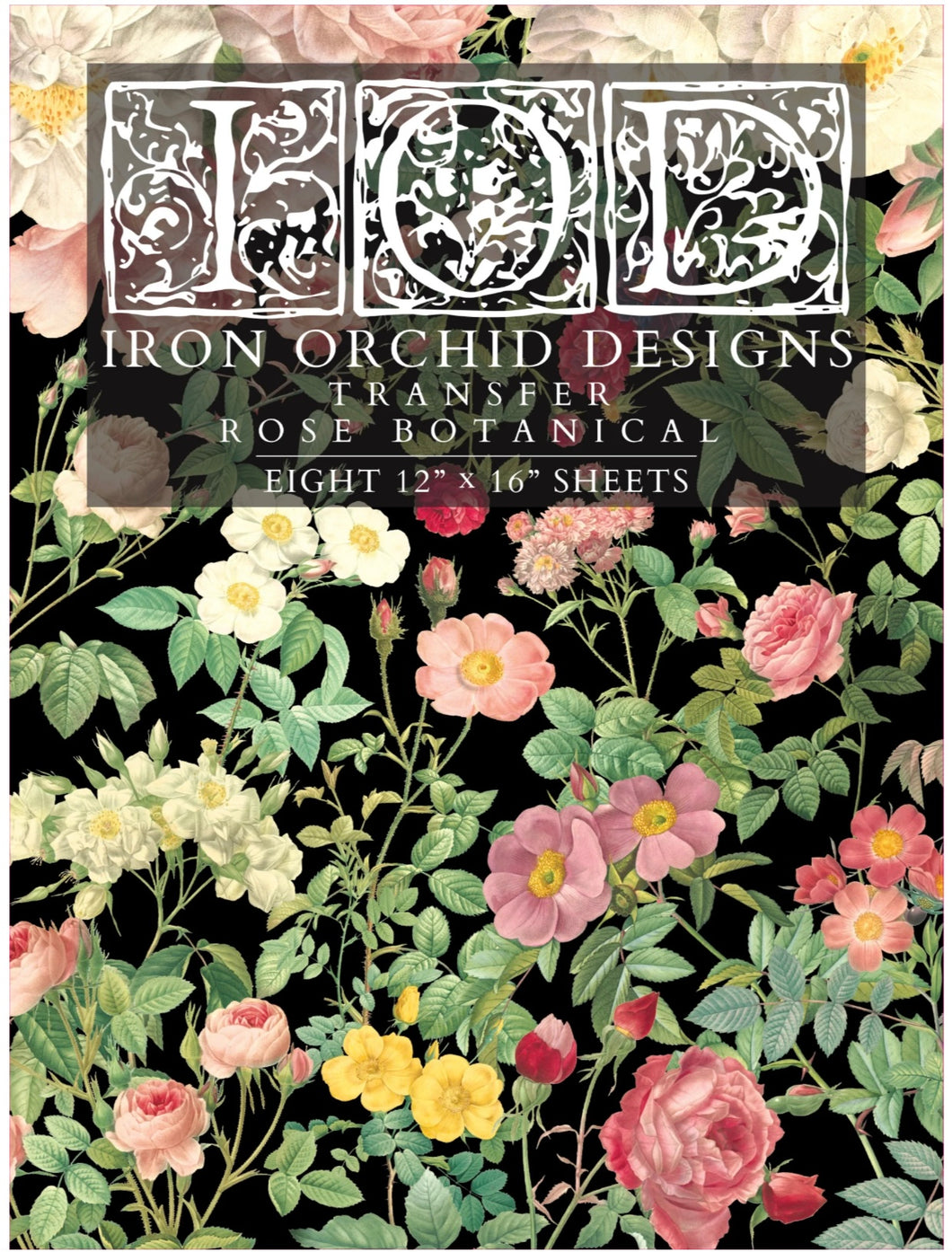 Rose Botanical IOD Transfer 12”x16” pad
