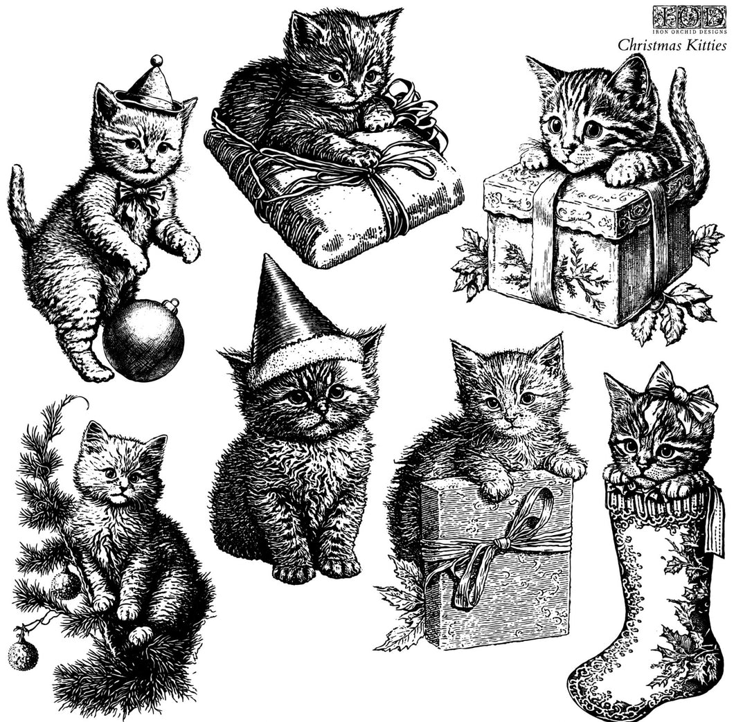 Christmas Kitties 12” x 12” IOD Stamp