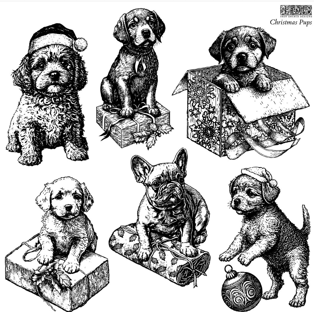 Christmas Pups 12” x 12” IOD Stamp