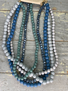 Blue, Grey layered Necklace