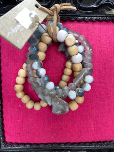 Layered grey multiple beads Bracelet