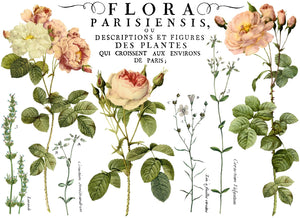 A pastel floral transfer with french text